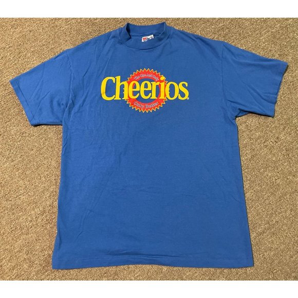Vintage 90s Large Cheerios Cereal Promo Hanes Single Stitch T-Shirt USA - Picture 1 of 7